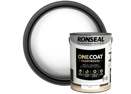 Ronseal One Coat Everywhere Interior Paint Pure Brilliant White Matt 5 litre