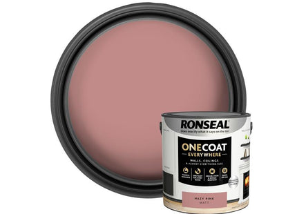 Ronseal One Coat Everywhere Interior Paint Hazy Pink Matt 2.5 litre