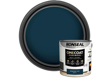 Ronseal One Coat Everywhere Interior Paint Midnight Sky Matt 2.5 litre