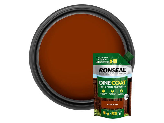 Ronseal One Coat Shed & Fence Refill Pouch Medium Oak 950Ml