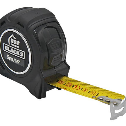 R.S.T. Black Tape Measure 5m/16ft (Width 25mm) 