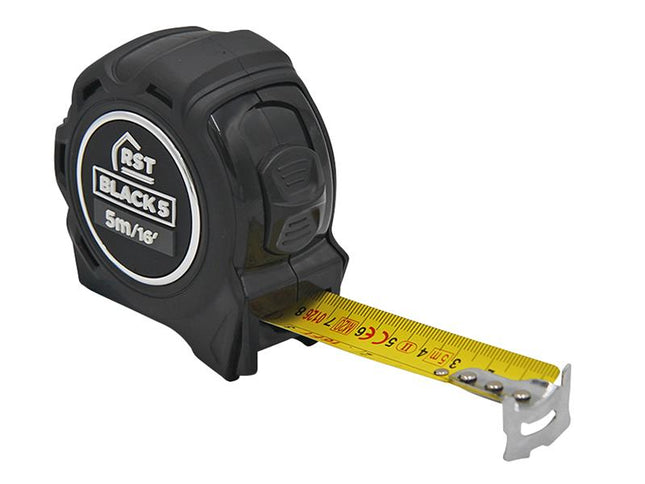 R.S.T. Black Tape Measure 5m/16ft (Width 25mm) 