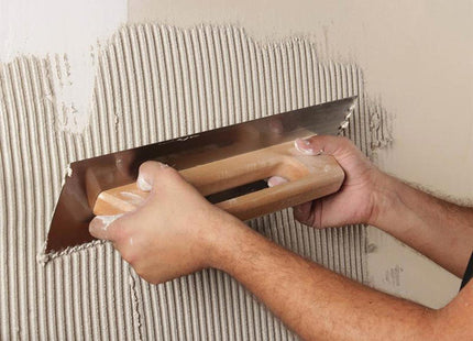 Rubi Tiling Tools Notched Steel Trowel Wooden Handle 19In