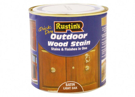 Rustins Quick Dry Exterior Woodstain Satin Light Oak 500Ml