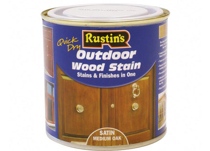 Rustins Quick Dry Exterior Woodstain Satin Medium Oak 250Ml