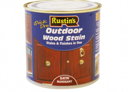 Rustins Quick Dry Exterior Woodstain Satin Mahogany 500Ml
