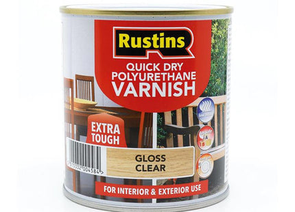Rustins Quick Dry Polyurethane Varnish Gloss Clear 500Ml Pogcw500