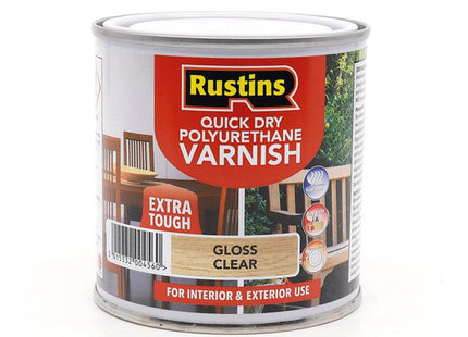 Rustins Quick Dry Polyurethane Varnish Gloss Clear 1L Pogcw1000