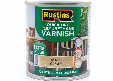 Rustins Quick Dry Polyurethane Varnish Matt Clear 500Ml Pomcw500
