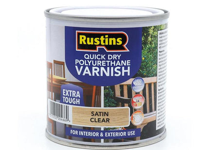Rustins Quick Dry Polyurethane Varnish Satin Clear 250Ml Poscw250