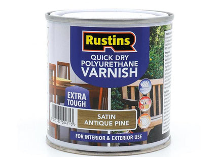 Rustins Quick Dry Polyurethane Varnish Satin Antique Pine 250Ml Psapw250