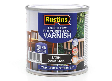 Rustins Quick Dry Polyurethane Varnish Satin Dark Oak 250Ml Psdow250
