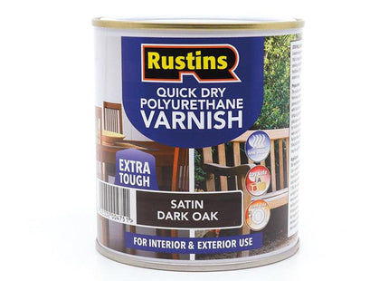 Rustins Quick Dry Polyurethane Varnish Satin Dark Oak 500Ml Psdow500