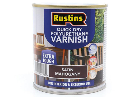 Rustins Quick Dry Polyurethane Varnish Satin Mahogany 500Ml Psmaw500