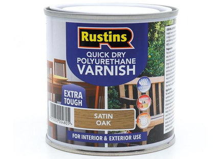 Rustins Quick Dry Polyurethane Varnish Satin Oak 250Ml Psoaw250