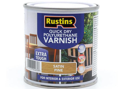 Rustins Quick Dry Polyurethane Varnish Satin Pine 250Ml Pspiw250