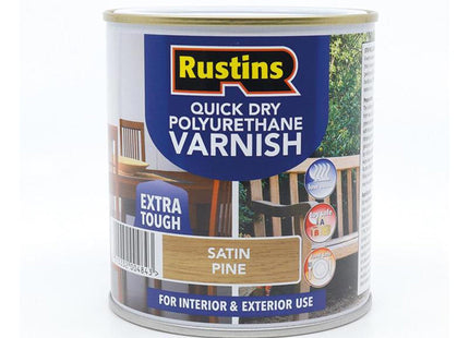 Rustins Quick Dry Polyurethane Varnish Satin Pine 500Ml Pspiw500