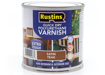 Rustins Quick Dry Polyurethane Varnish Satin Teak 250Ml Pstew250