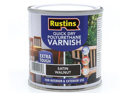 Rustins Quick Dry Polyurethane Varnish Satin Walnut 250Ml Pswaw250