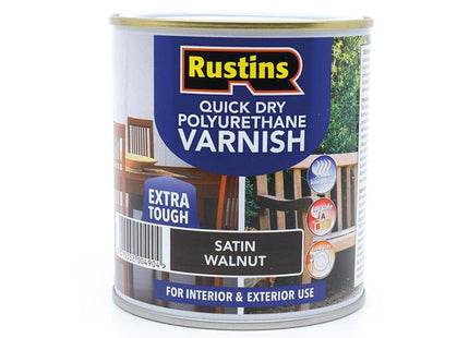 Rustins Quick Dry Polyurethane Varnish Satin Walnut 500Ml Pswaw500
