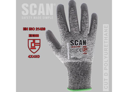 Scan Pu Palm Cut D Gloves - M (Size 8)