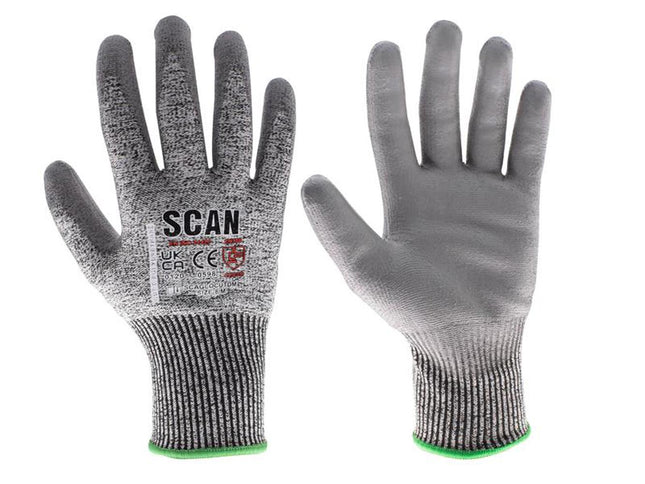 Scan Pu Palm Cut D Gloves - M (Size 8)