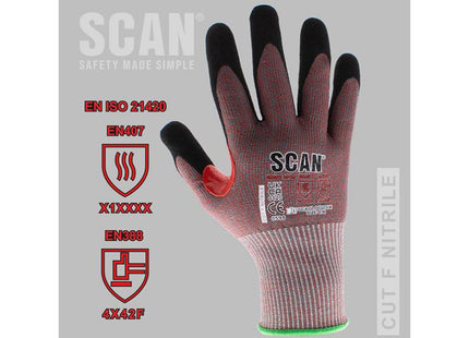 Scan Nitrile Palm Cut F Gloves - L (Size 9)