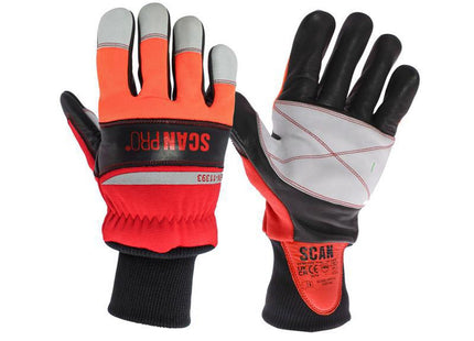 Scan Class 1 Dual Hand Chainsaw Leather Gloves - Xl (Size 10)