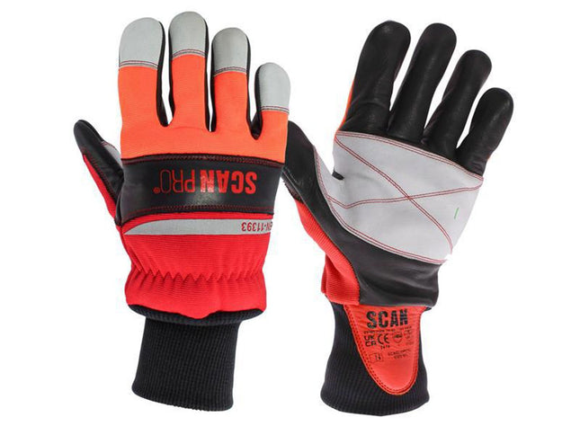 Scan Class 1 Dual Hand Chainsaw Leather Gloves - Xl (Size 10)