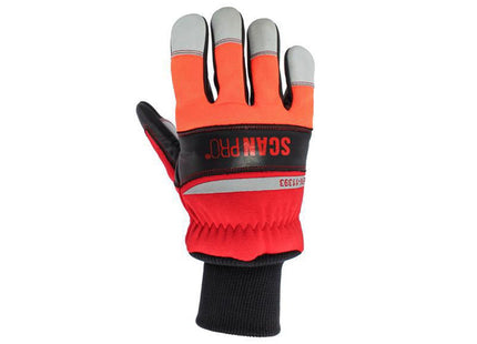 Scan Class 1 Dual Hand Chainsaw Leather Gloves - L (Size 9)