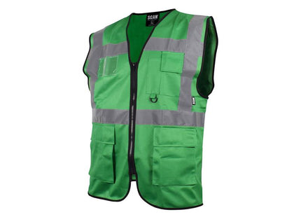 Scan Hi-Vis Utility Green Waistcoat - L (44in) SCAHVUWLG