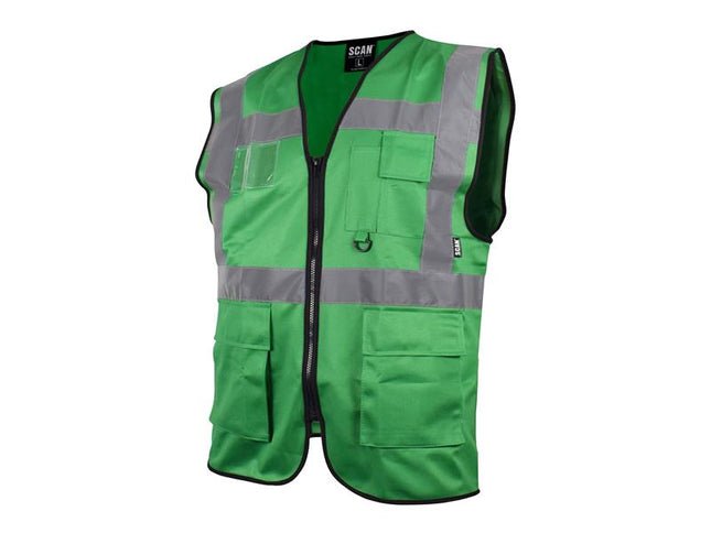 Scan Hi-Vis Utility Green Waistcoat - L (44in) SCAHVUWLG