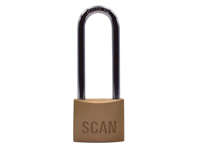 Scan Brass Padlock 40mm Long Shackle 