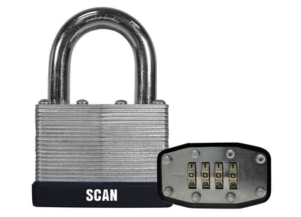 Scan Laminated Steel Combination Padlock 50mm 