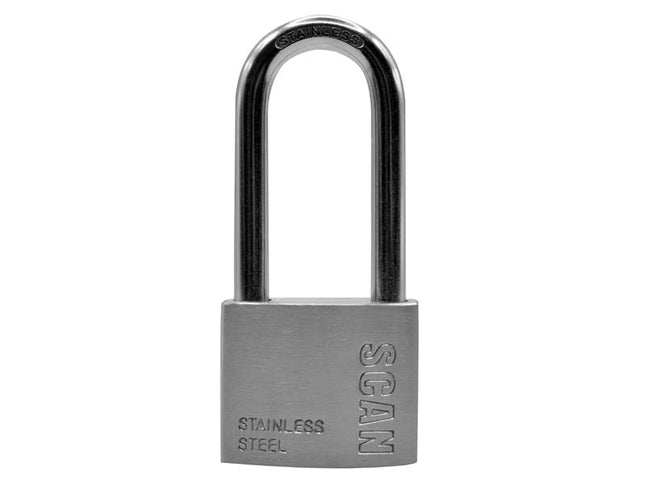 Scan Stainless Steel Padlock 50mm Long Shackle 