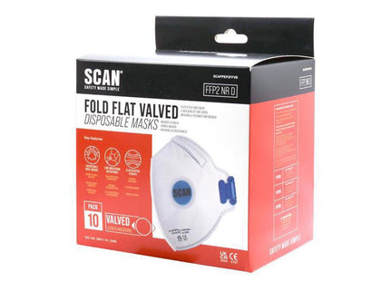 Scan Fold Flat Disposable Mask Valved Fp2 Protection (Pack 10)