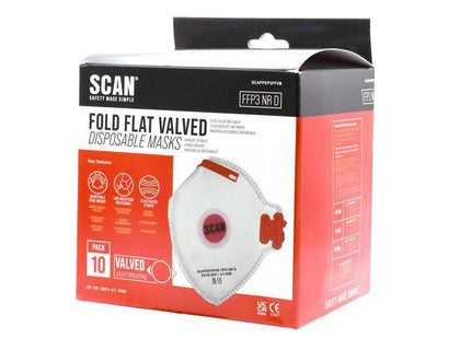 Scan Fold Flat Disposable Valved Disposable Mask Ffp3 Protection (Pack 10)