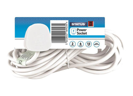 Status Extension Lead 240V 2-Gang 13A White 6M