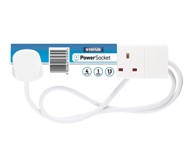 Status Extension Lead 240V 4-Gang 13A White 1M