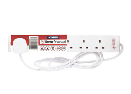 Status Surge Protected Extension Lead 240V 6-Gang 13A White 2M