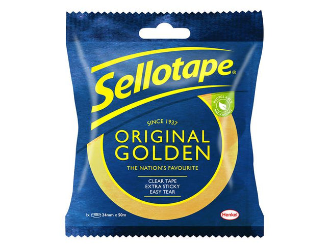 Sellotape Original Golden Sticky Tape - 1 Roll 24mm x 50m 