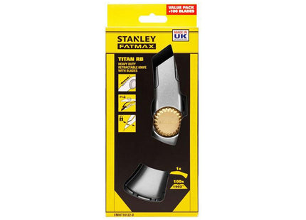 Stanley Hand Tools Retractable Blade Heavy-Duty Titan Trimming Knife & 100 Blades
