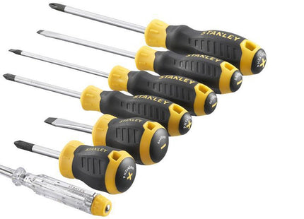 Stanley Hand Tools Cushion Grip Screwdriver Set, 6 Piece + Voltage Tester