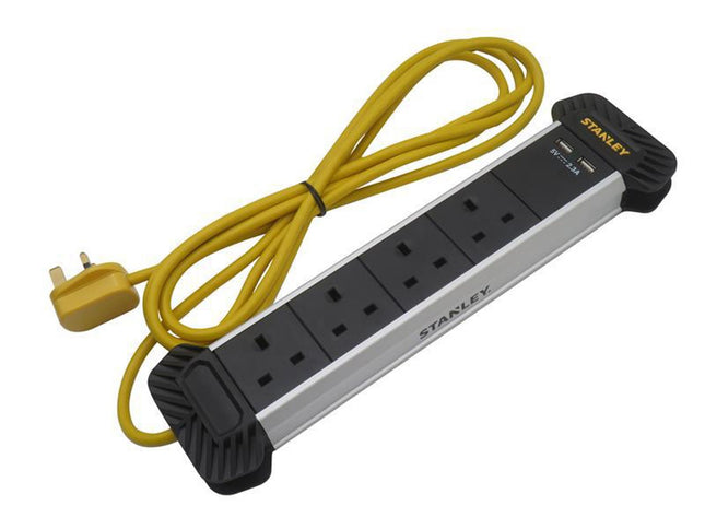 Stanley Electrical 4-Gang + 2 Usb Powerboard With Cable Management 3M