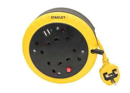 Stanley Electrical Cable Reel 240V 13A 4-Socket + 2 Usb 5M
