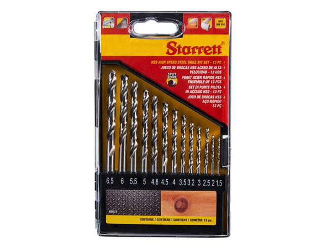 Starrett Hss Split Point Drill Bit Set, 13 Piece