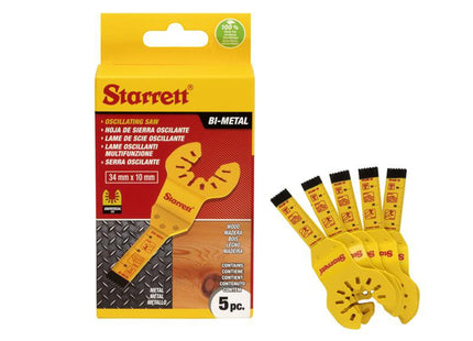 Starrett Kso-00B10-5 Plunge Bi-Metal Oscillating Blade 34 X 10Mm X 18 Tpi Pack Of 5
