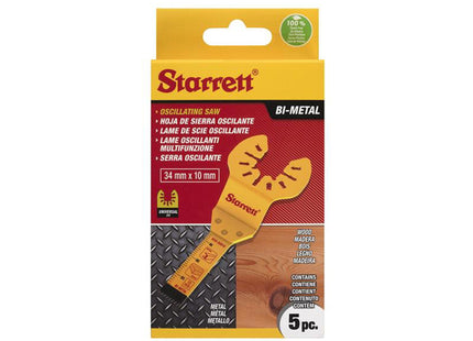 Starrett Kso-00B10-5 Plunge Bi-Metal Oscillating Blade 34 X 10Mm X 18 Tpi Pack Of 5