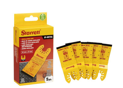 Starrett Kso-00B34-5 Plunge Bi-Metal Oscillating Blade 40 X 34Mm X 18 Tpi Pack Of 5