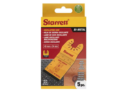 Starrett Kso-00B34-5 Plunge Bi-Metal Oscillating Blade 40 X 34Mm X 18 Tpi Pack Of 5